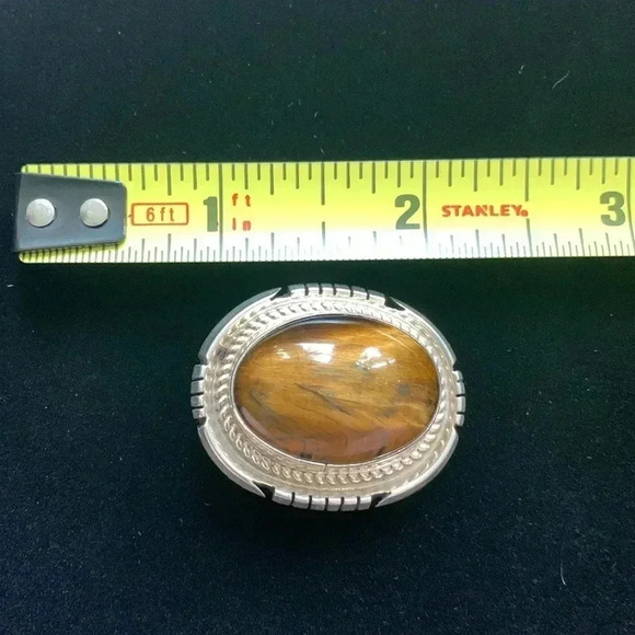 Sterling silver and tiger eye pendant southwestern large - Picture 7 of 7